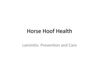 Horse Hoof Health

Laminitis: Prevention and Care
 