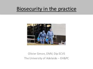 Biosecurity in the practice
Olivier Simon, DMV, Dip ECVS
The University of Adelaide – EH&PC
 