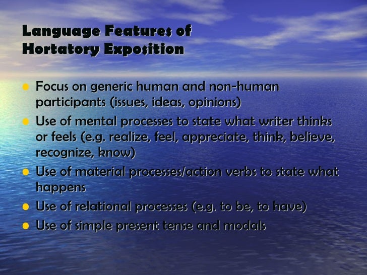 Linguistic Features Of Hortatory Exposition Linguistic Features Of Hortatory Exposition