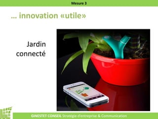 GINESTET CONSEIL Stratégie d’entreprise & Communication
Mesure 3
… innovation «utile»
Jardin
connecté
 