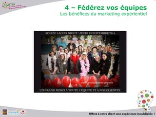 24
4 – Fédérez vos équipes
Les bénéfices du marketing expérientiel
 