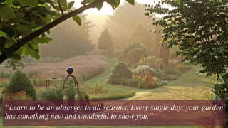 “Learn to be an observer in all seasons. Every single day, your garden
has something new and wonderful to show you.”
 