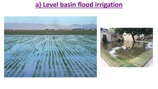 a) Level basin flood irrigation
 