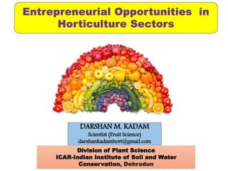 DARSHAN M. KADAM
Scientist (Fruit Science)
darshankadamhort@gmail.com
Division of Plant Science
ICAR-Indian Institute of Soil and Water
Conservation, Dehradun
 