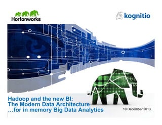 Hadoop and the new BI:
The Modern Data Architecture
…for in memory Big Data Analytics

10 December 2013

 