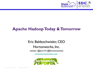 Apache Hadoop Today & Tomorrow ,[object Object],[object Object],[object Object],[object Object]