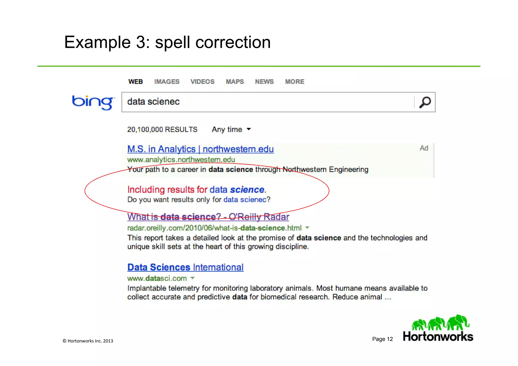 © Hortonworks Inc. 2013 Page 12
Example 3: spell correction
 