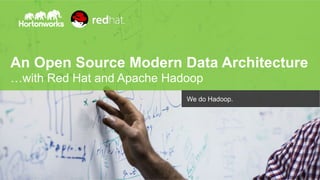 An Open Source Modern Data Architecture 
…with Red Hat and Apache Hadoop 
Page 2 © Hortonworks Inc. 2011 – 2014. All Rights Reserved 
We do Hadoop. 
 