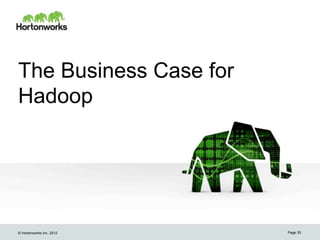 The Business Case for
Hadoop




© Hortonworks Inc. 2012   Page 35
 