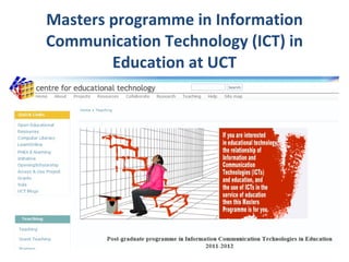 Masters programme in Information Communication Technology (ICT) in Education at UCT 