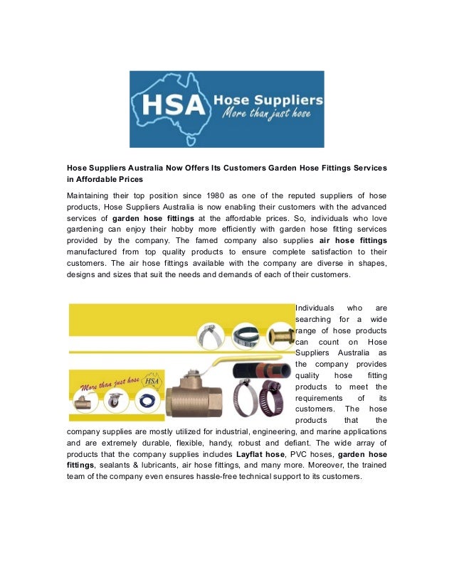 Hose Suppliers Australia Now Offers Its Customers Garden Hose Fitting…