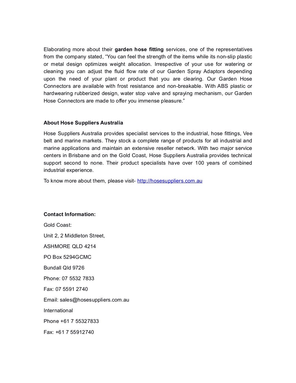 Hose Suppliers Australia Now Offers Its Customers Garden Hose Fitting…