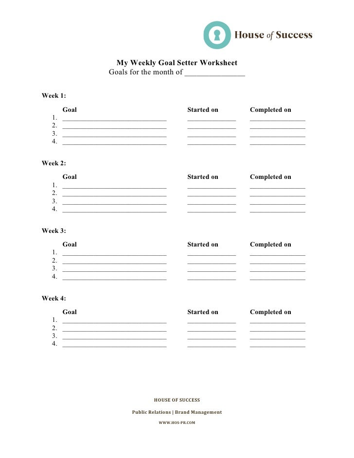 Goal Setter Worksheets
