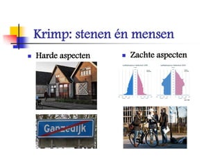 Krimp: stenen én mensen
 Harde aspecten  Zachte aspecten
 