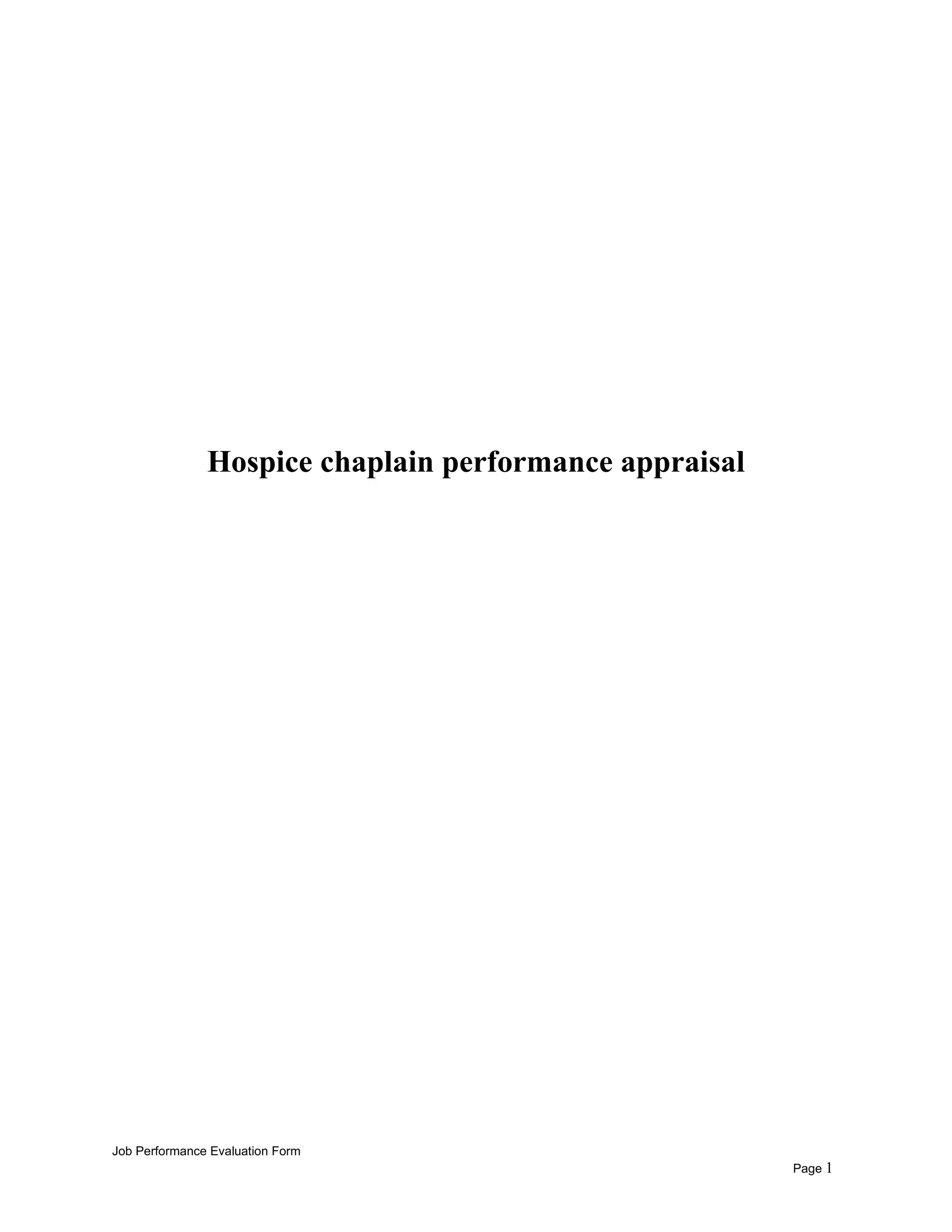 Hospice chaplain performance appraisal | DOC