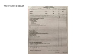 PRE-OPERATIVE CHECKLIST
 