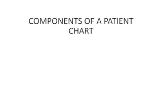 COMPONENTS OF A PATIENT
CHART
 