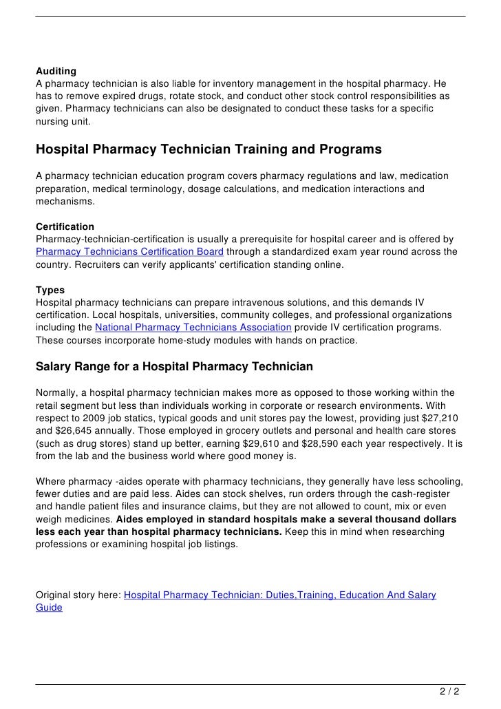 Hospital pharmacy technician duties training education and salary g 