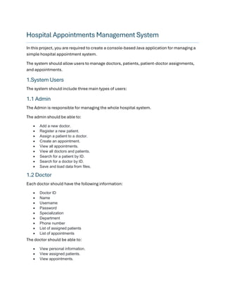 Java Book Appointment Form Comprehensive Java Hospital Appointment Management System with OOP and ...