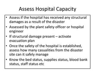 Capacity Disaster Hospital based disaster plan | PPTX