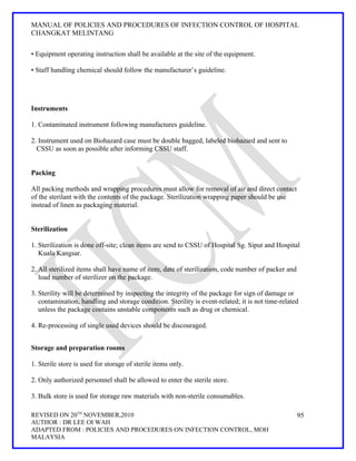 Cssu Instrument Hospital changkat melintang.inf control | DOC