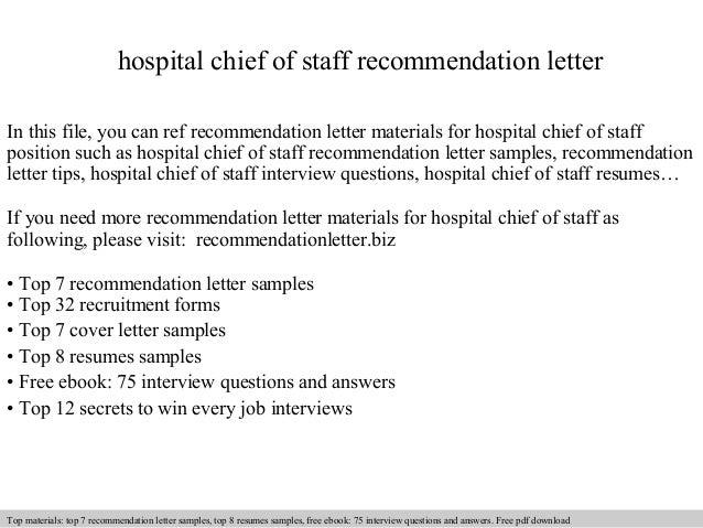 hospital chief of staff recommendation letter cover letter for chief of staff position