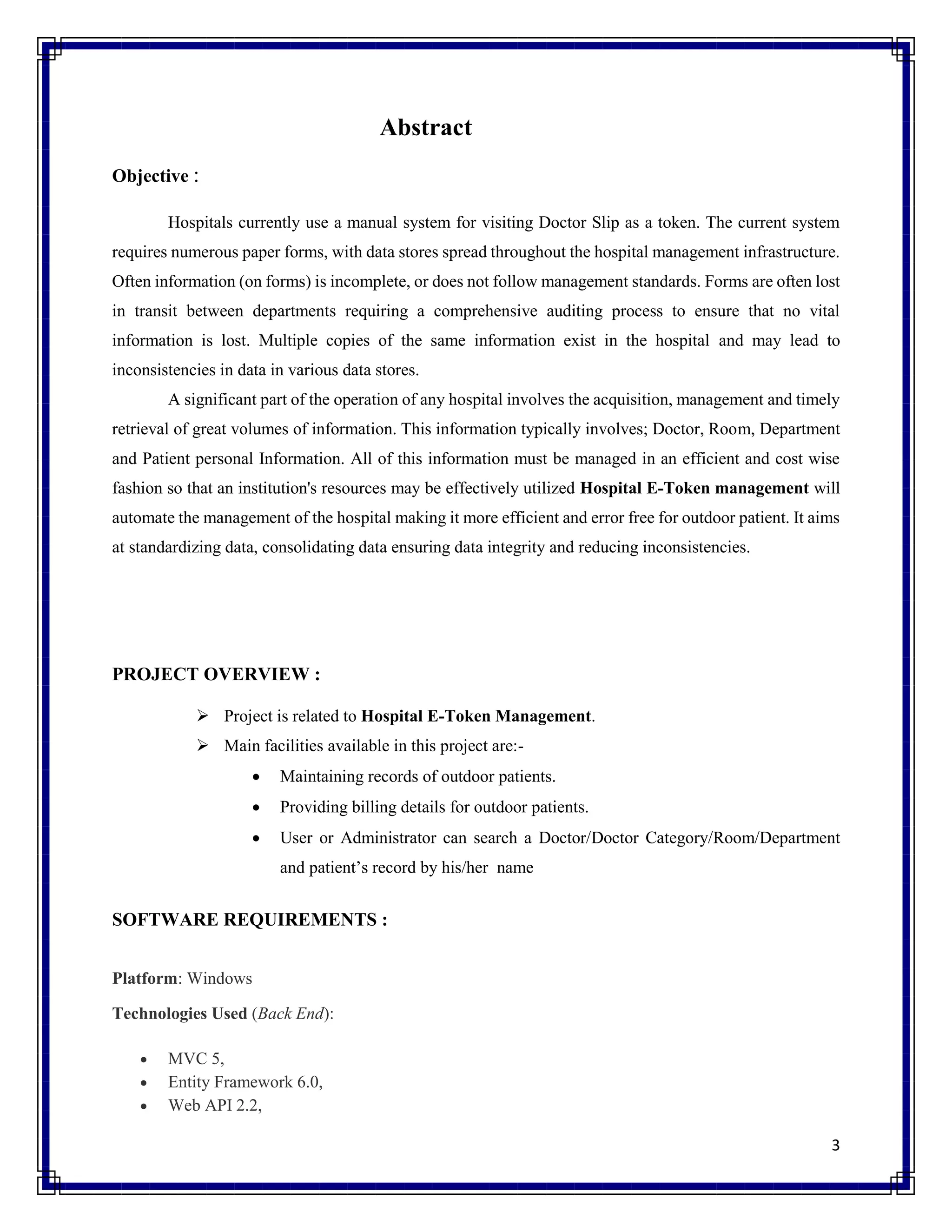 Hospital E-Token Management(outdoor) | PDF