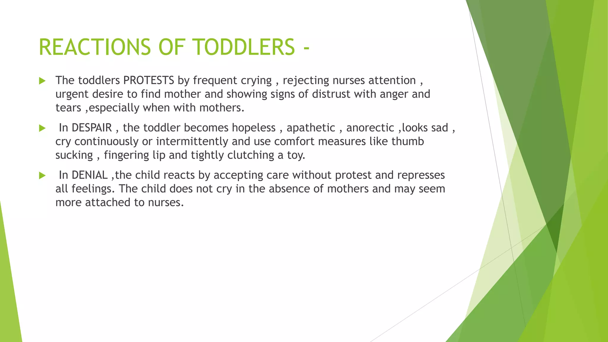 Hospital environment for a sick child