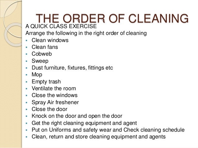 housekeeper cleaning schedule