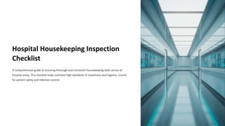 Hospital Housekeeping Inspection Checklist with eAuditor Audits and ...