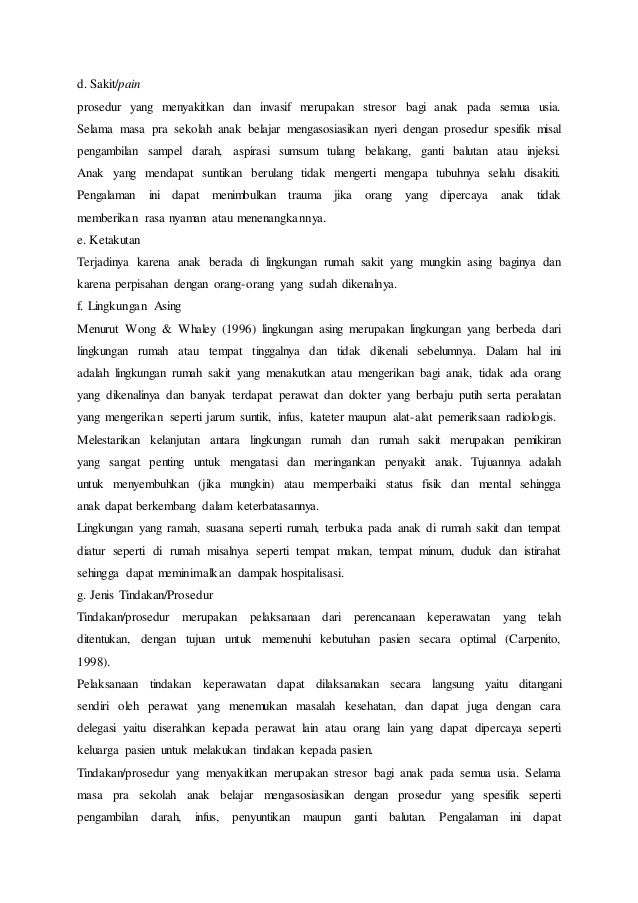 Hospitalisasi dan kecemasan pada anak