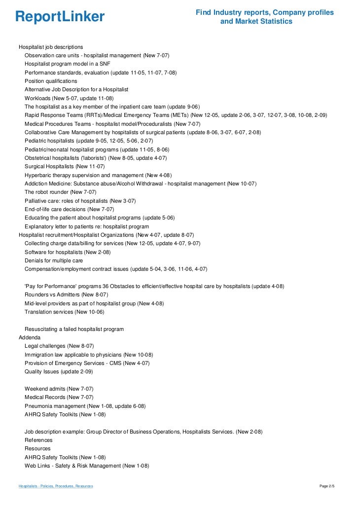 Hospitalists - Policies, Procedures, Resources