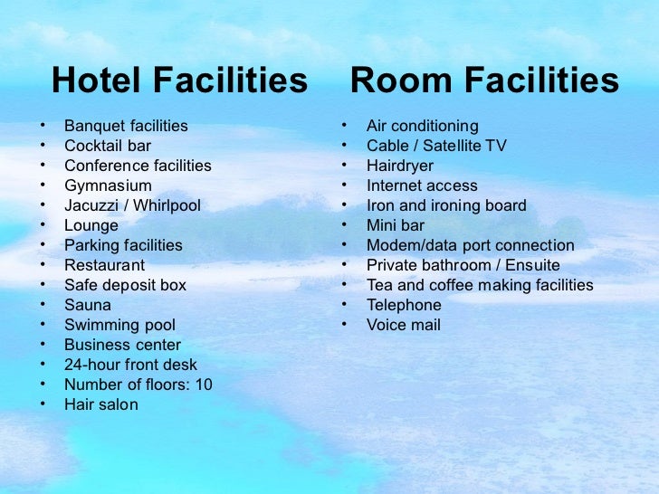 Hotel Room Facilities List Hotel Room Facilities List