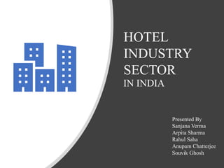 HOTEL
INDUSTRY
SECTOR
IN INDIA
Presented By
Sanjana Verma
Arpita Sharma
Rahul Saha
Anupam Chatterjee
Souvik Ghosh
 