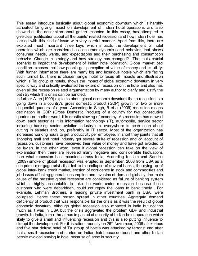 Hospitality Business Development This Essay Introduce Basically About Global Economic Downturn Which Is Harshly Attributed For Giving Impact On Essay Thesis Statements also How To Write An Essay In High School Macbeth Essay Thesis