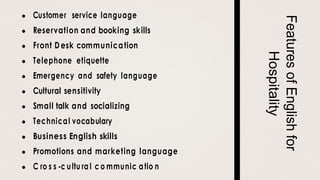 English for Hospitality: Elevating front desk communication | PDF