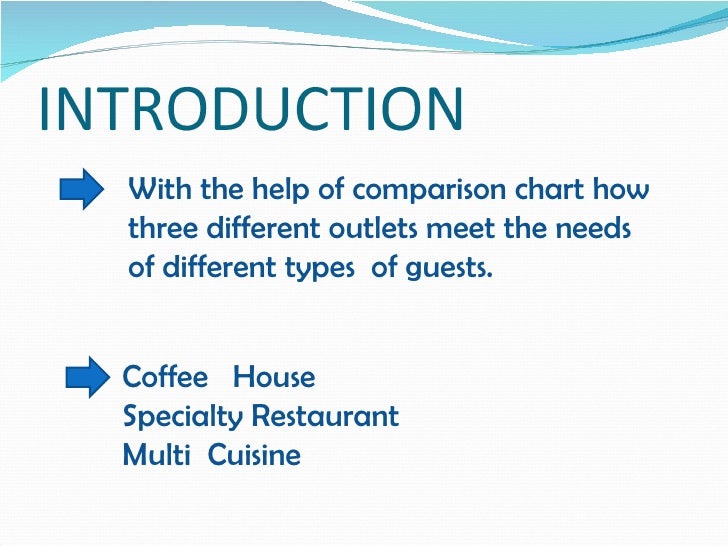 Hospitality 3 different outlets