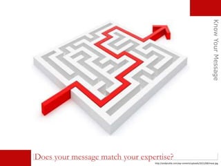 http://andytuttle.com/wp-content/uploads/2015/08/maze.jpg
Does your message match your expertise?
KnowYourMessage
 