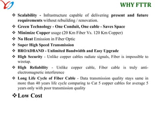 	RG6 = 1 nos for Cable TV. To deliver new bandwidth consuming services such as IPTV, Video On Demand, IP Surveillance and many more including above services. One Single Fiber Cable, which is an unlimited capacity carrier, is required to deploy above services.
