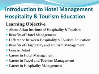 Hospitality education & tourism courses