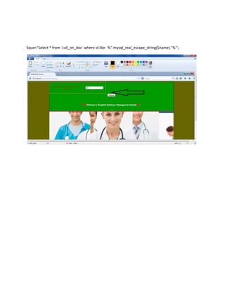 $que="Select * from `call_on_doc` where id like '%".mysql_real_escape_string($name)."%'";
 
