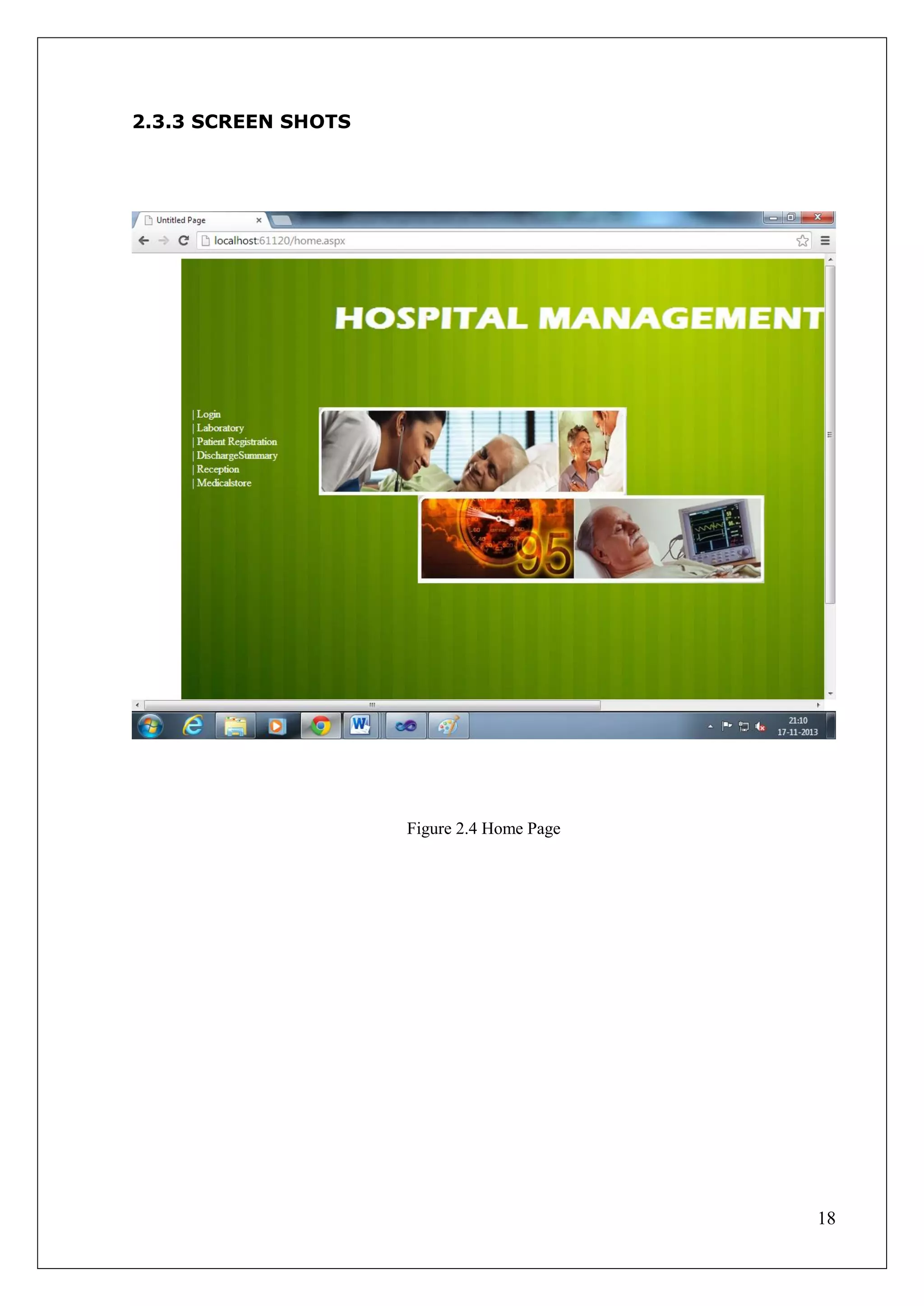 18
2.3.3 SCREEN SHOTS
Figure 2.4 Home Page
 