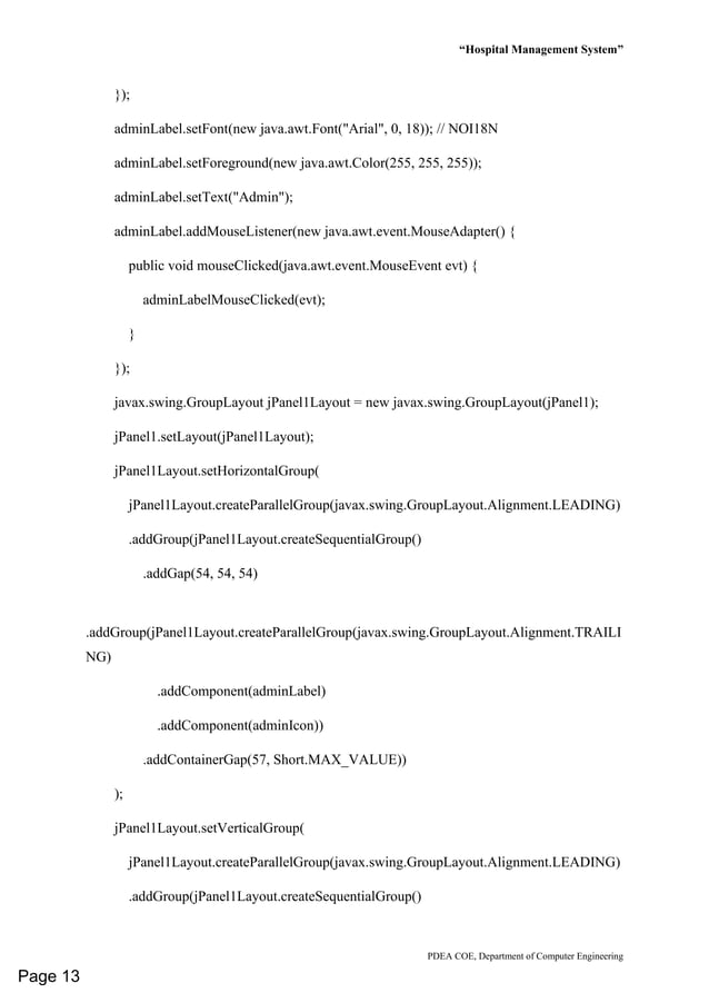 HOSPITAL MANAGEMENT SYSTEM Project Report