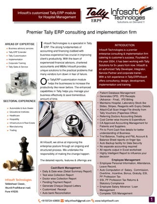 Infosoft's Hospital Management module in Tally ERP9