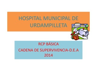 HOSPITAL MUNICIPAL DE
URDAMPILLETA
RCP BÁSICA
CADENA DE SUPERVIVENCIA-D.E.A
2014

 