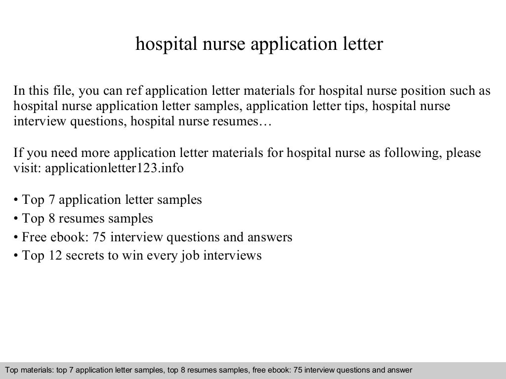nurse application letter in government hospital sample pdf