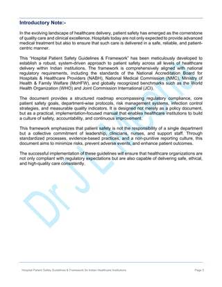Hospital Patient Safety Guidelines & Framework for Indian Healthcare ...