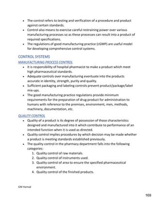 Hospital pharmacy complete notes