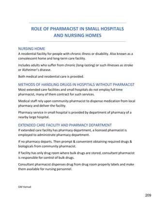 Hospital pharmacy complete notes