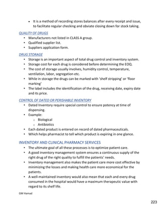 Hospital pharmacy complete notes